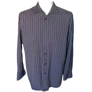 Jones New York SZ M 100% Cotton Men's Striped Button Up Shirt
